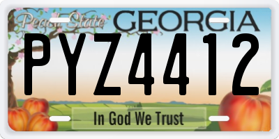 GA license plate PYZ4412