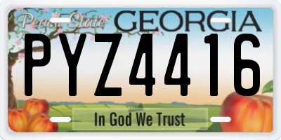 GA license plate PYZ4416