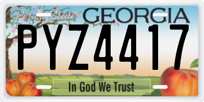 GA license plate PYZ4417