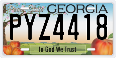 GA license plate PYZ4418