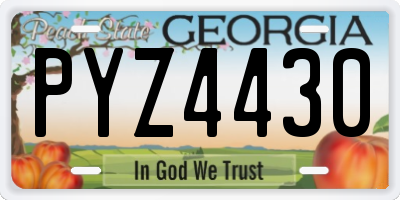 GA license plate PYZ4430