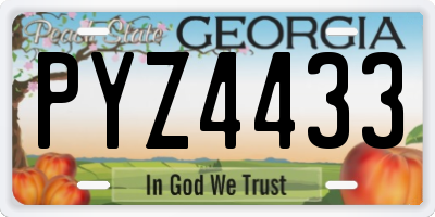 GA license plate PYZ4433