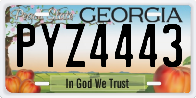 GA license plate PYZ4443