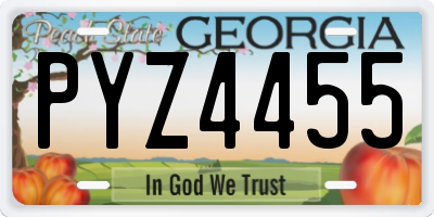 GA license plate PYZ4455