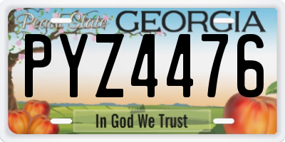 GA license plate PYZ4476