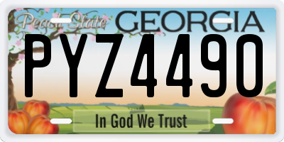 GA license plate PYZ4490
