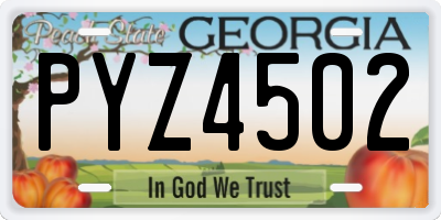 GA license plate PYZ4502