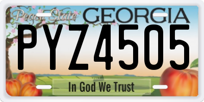 GA license plate PYZ4505
