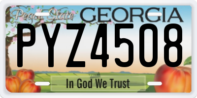 GA license plate PYZ4508