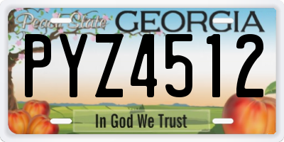 GA license plate PYZ4512