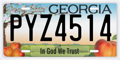 GA license plate PYZ4514