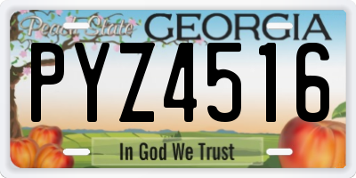 GA license plate PYZ4516