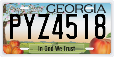 GA license plate PYZ4518