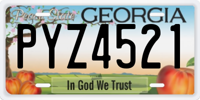 GA license plate PYZ4521