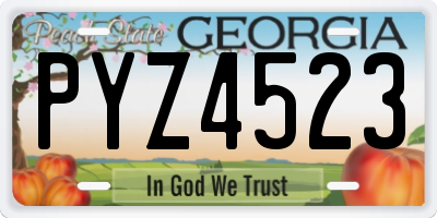 GA license plate PYZ4523