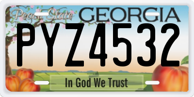 GA license plate PYZ4532
