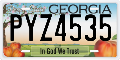 GA license plate PYZ4535