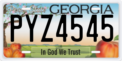 GA license plate PYZ4545