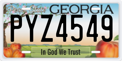 GA license plate PYZ4549