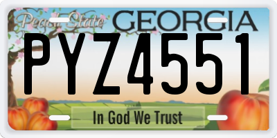 GA license plate PYZ4551