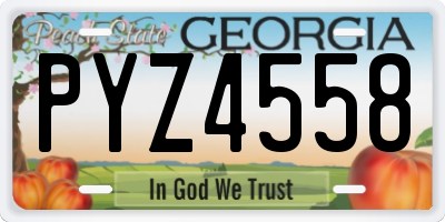 GA license plate PYZ4558