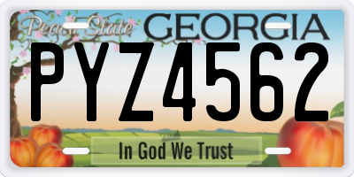 GA license plate PYZ4562