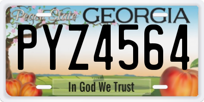 GA license plate PYZ4564