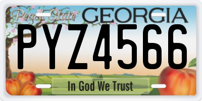 GA license plate PYZ4566