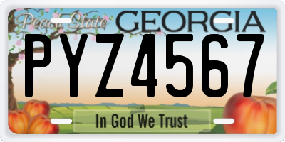 GA license plate PYZ4567