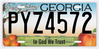 GA license plate PYZ4572
