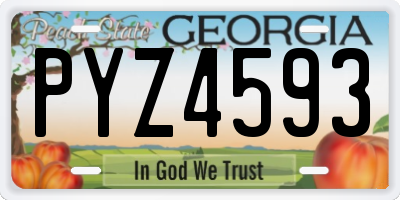 GA license plate PYZ4593