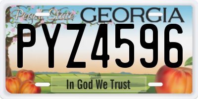 GA license plate PYZ4596