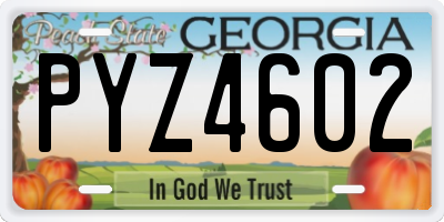 GA license plate PYZ4602