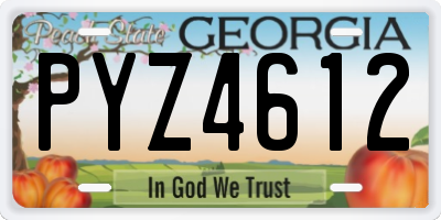 GA license plate PYZ4612