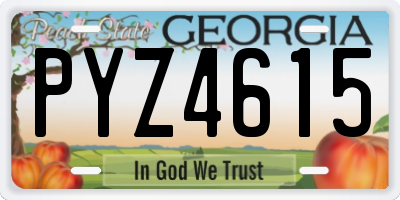 GA license plate PYZ4615