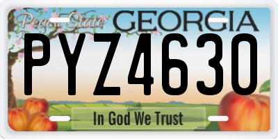 GA license plate PYZ4630