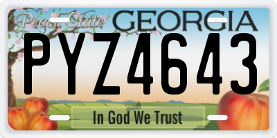GA license plate PYZ4643