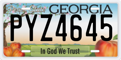 GA license plate PYZ4645