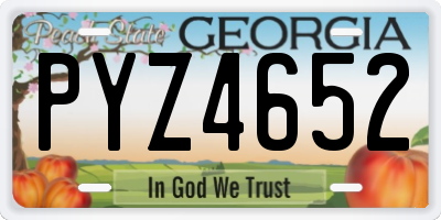 GA license plate PYZ4652