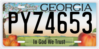 GA license plate PYZ4653