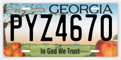 GA license plate PYZ4670