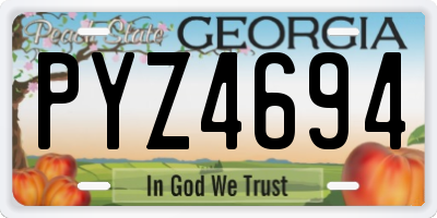 GA license plate PYZ4694