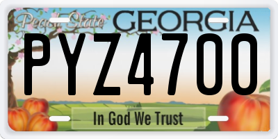 GA license plate PYZ4700