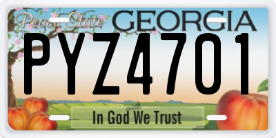 GA license plate PYZ4701