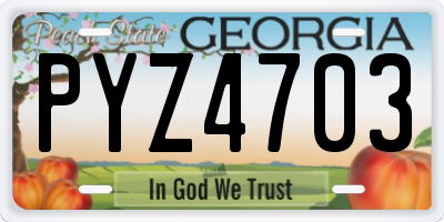 GA license plate PYZ4703