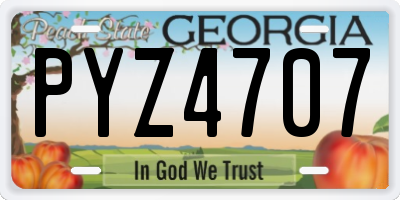 GA license plate PYZ4707