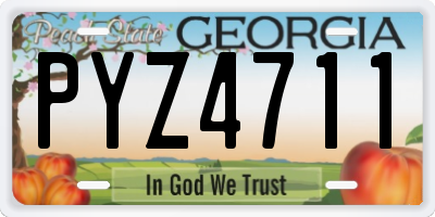 GA license plate PYZ4711