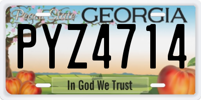 GA license plate PYZ4714