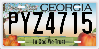 GA license plate PYZ4715