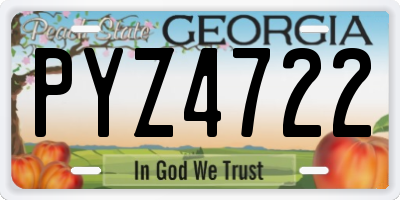 GA license plate PYZ4722